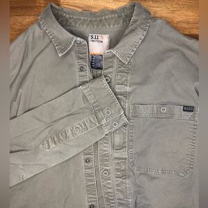 5.11 Tactical Long Sleeve Button Up Green Utility Cotton Shirt, Size 2XL